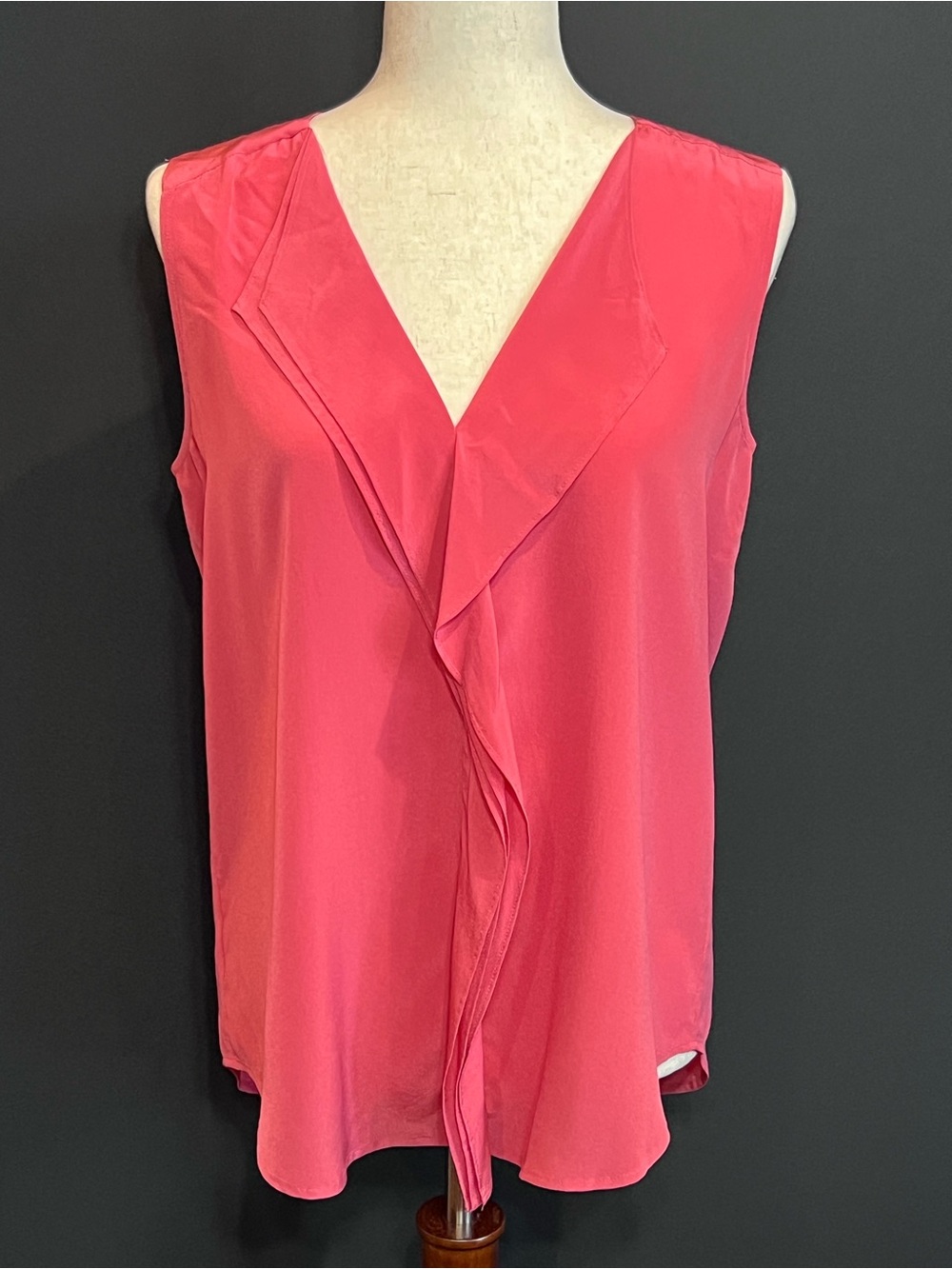 Ann Taylor Silk Ruffled V-Neck Camisole - Coral Pink